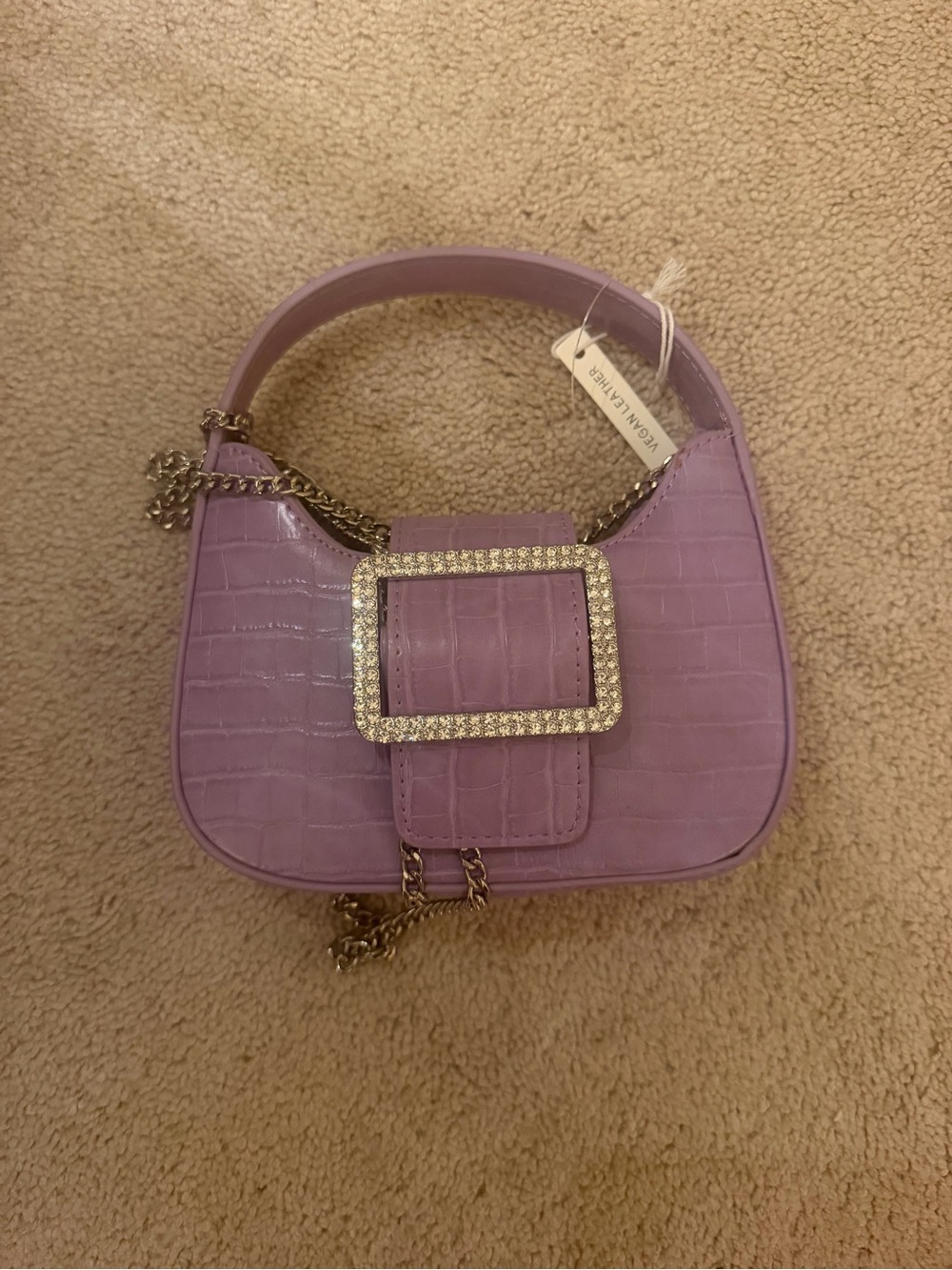 Urban Outfitters Lavender Mini Crossbody Bag with Crystal Buckle